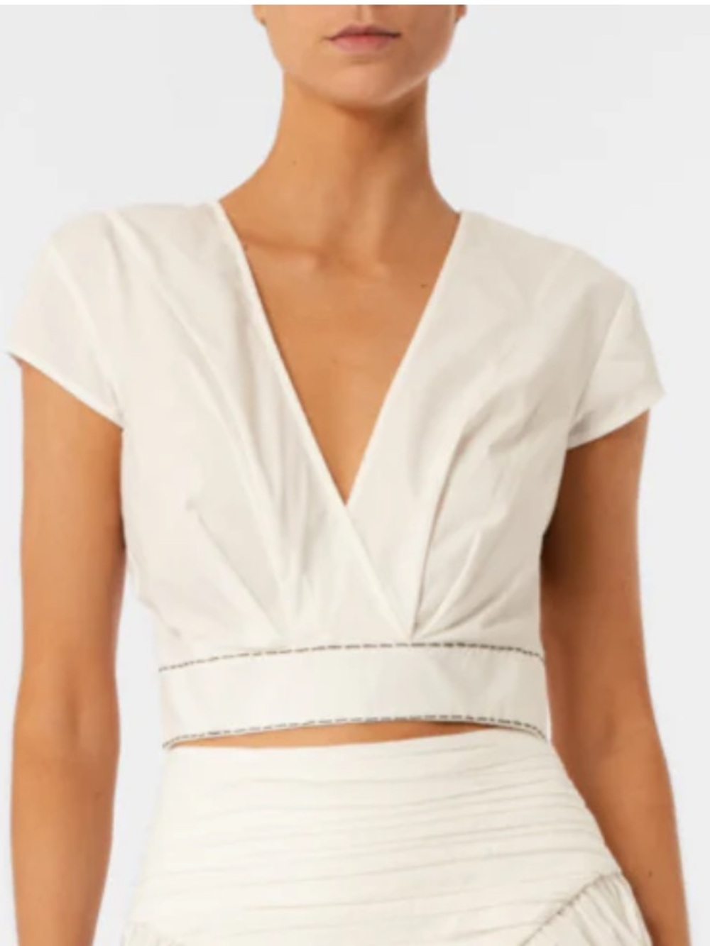 Encantadore Vitti Cropped V-Neck Cream White Blouse — S/M/L - NWT
